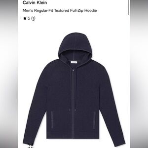 Calvin Klein Men's Regular Fit Textured Navy Full-Zip Hoodie Men’s Small